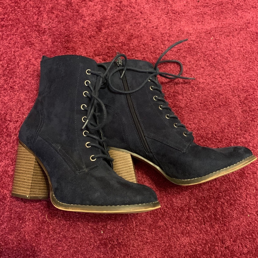 Blue suede boots